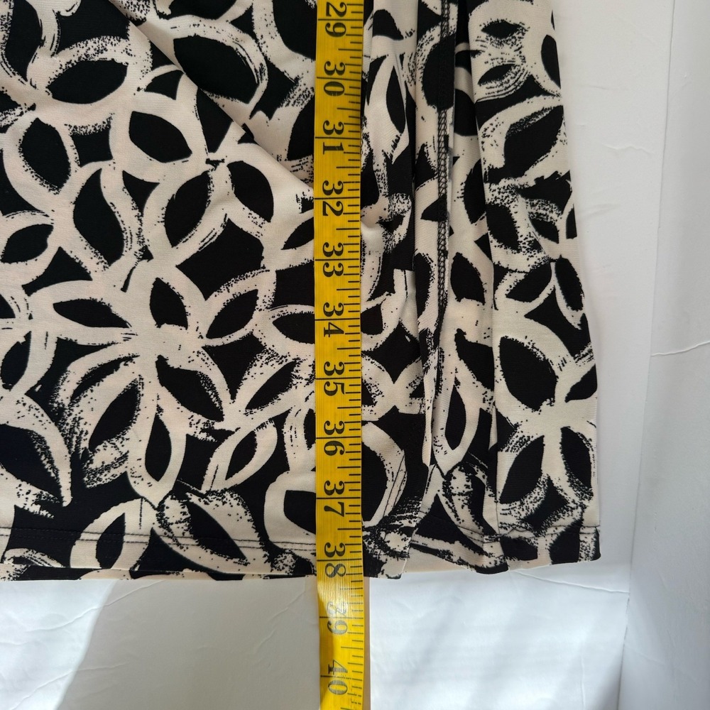 Ralph Lauren Dress Size 6‎ Black White 3/4 Sleeve V-Neck Ruched Faux Wrap Sheath - Picture 8 of 9